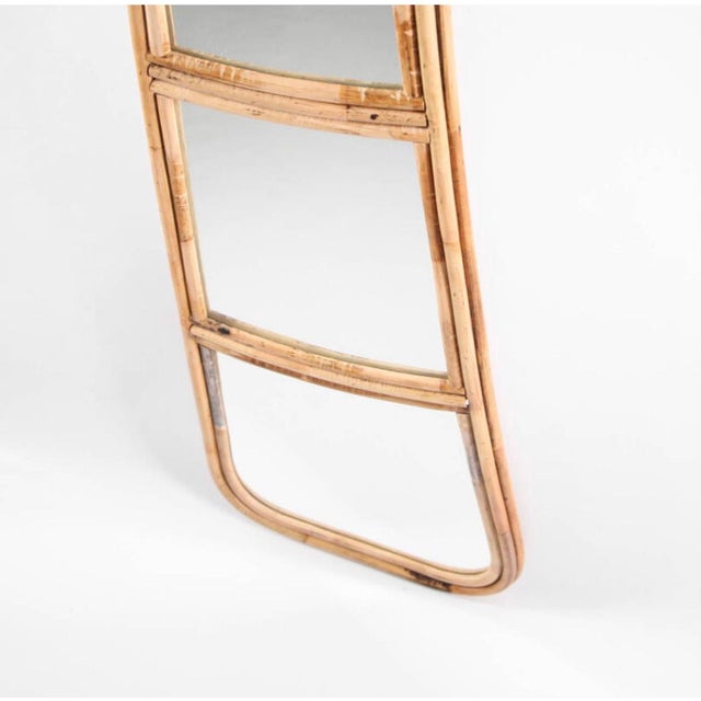 Wood Large Rattan Palm Mirror, 1990s For Sale - Image 7 of 8