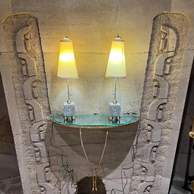 Modern Pair French Table Lamps in Style of Maison Le Dauphin, Brass Hollywood Regency For Sale - Image 3 of 15