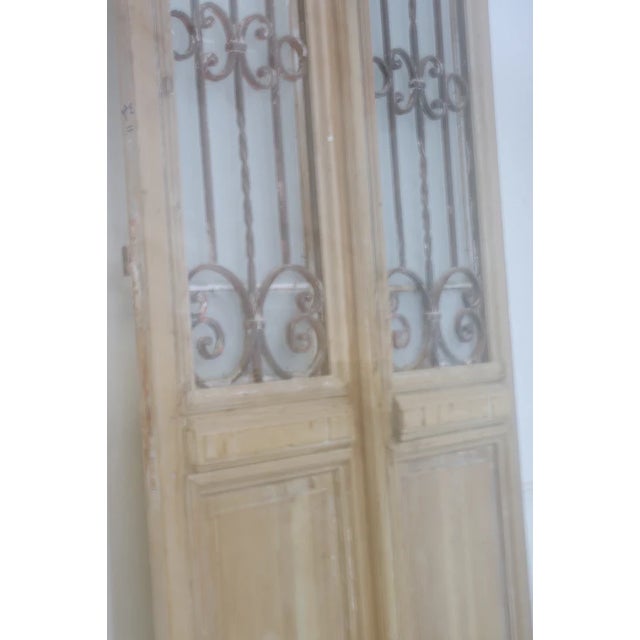 Rustic European Late 19th Century Double French Doors With Metal/Glass - A Pair For Sale - Image 3 of 3