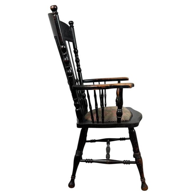 19th Century Ebonised Oak Windsor Armchair For Sale - Image 9 of 12