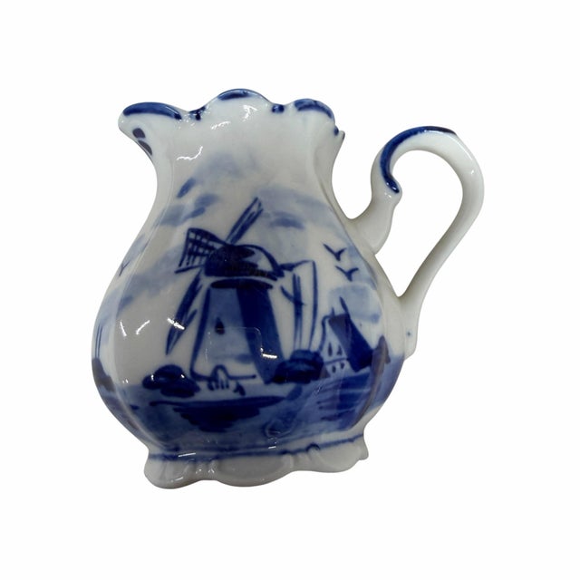 Late 20th Century Vintage Small Delft Blue Pitcher For Sale - Image 5 of 6