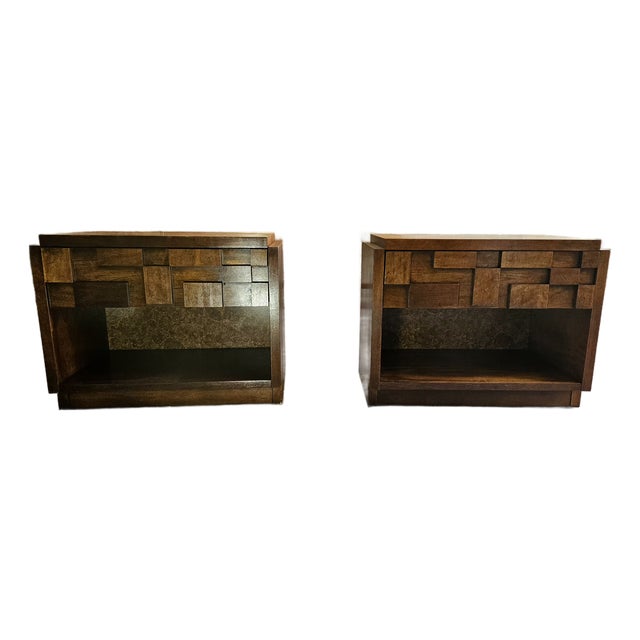 Vintage Lane Altavista Staccato Walnut Nightstands – Pair For Sale