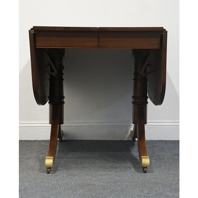 Craddock Furniture Solid Mahogany Traditional Duncan Phyfe Style 70" Drop Leaf Pedestal Dining Table W. Self Storing Leaf For Sale - Image 10 of 12
