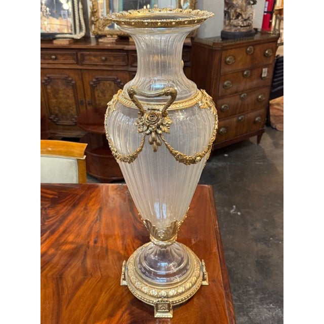 The Mid 20th Century Large Scale Baccarat Manner Vase is a stunning piece of home décor that exudes elegance and...