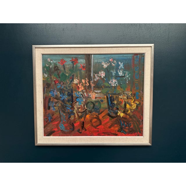 Eric With, Still Life with Flowers, 1960s, Oil Painting on Canvas, Framed For Sale - Image 14 of 18