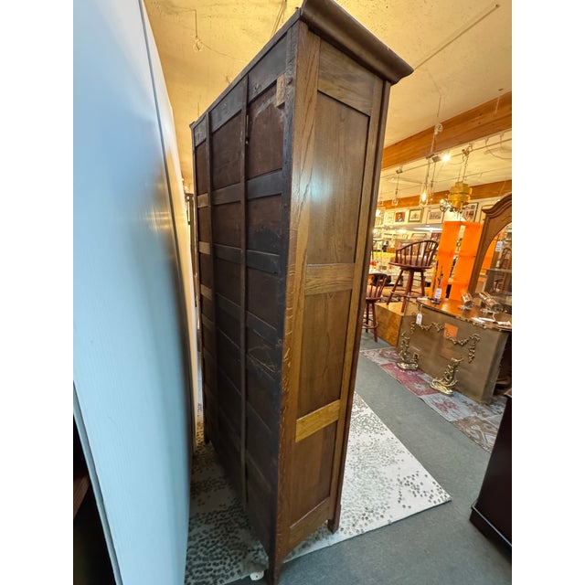 American Oak Wood China Cabinet For Sale - Image 12 of 12