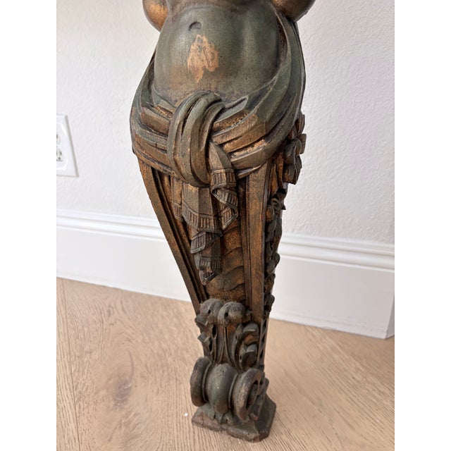 Vintage Double Caryatid Marble Console Table 73” – Classical Figural For Sale - Image 9 of 11