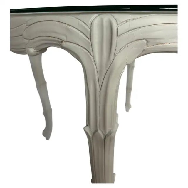 Palm Regency Round Center Entry Hall Game Dining Table Serge Roche Plaster Style For Sale - Image 9 of 12
