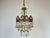 Amber Rare Vintage Brass Crystal Chandelier | 1960s | Amber & Clear Crystal Pendant Light For Sale - Image 8 of 16