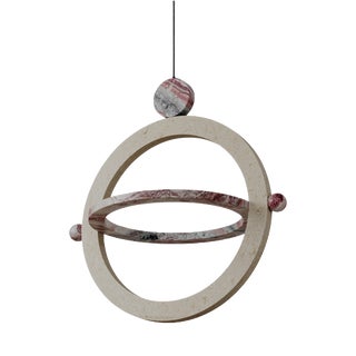 Pink Marble Stone Ring-Shaped Gaïa Lamp by Esther Knopfler For Sale