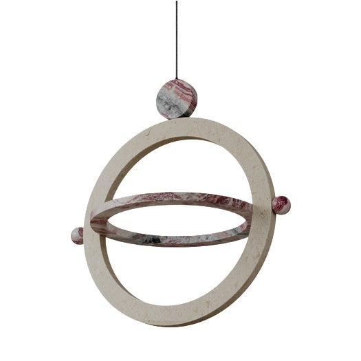 Pink Marble Stone Ring-Shaped Gaïa Lamp by Esther Knopfler For Sale