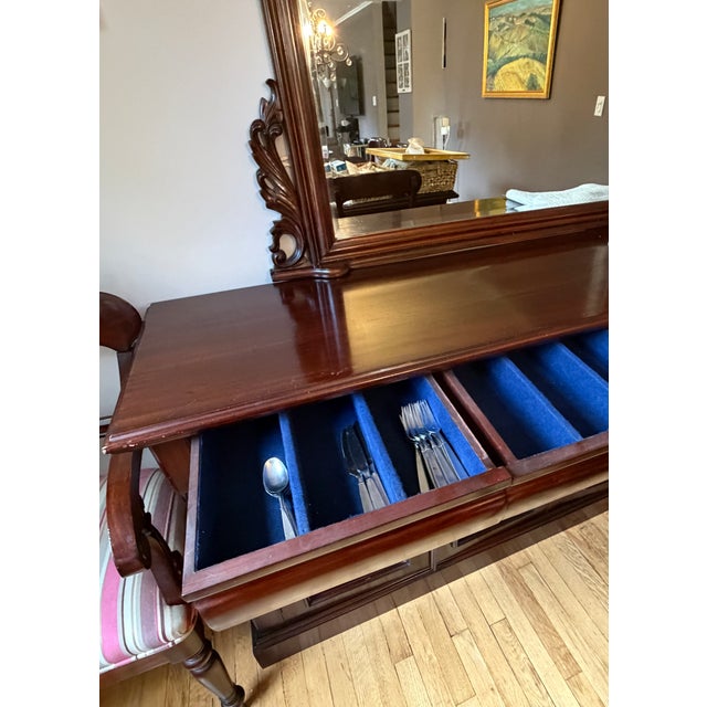 2010s Reproduction Solid Mahogany Victorian Mirrored Dining Room Sideboard For Sale - Image 5 of 7