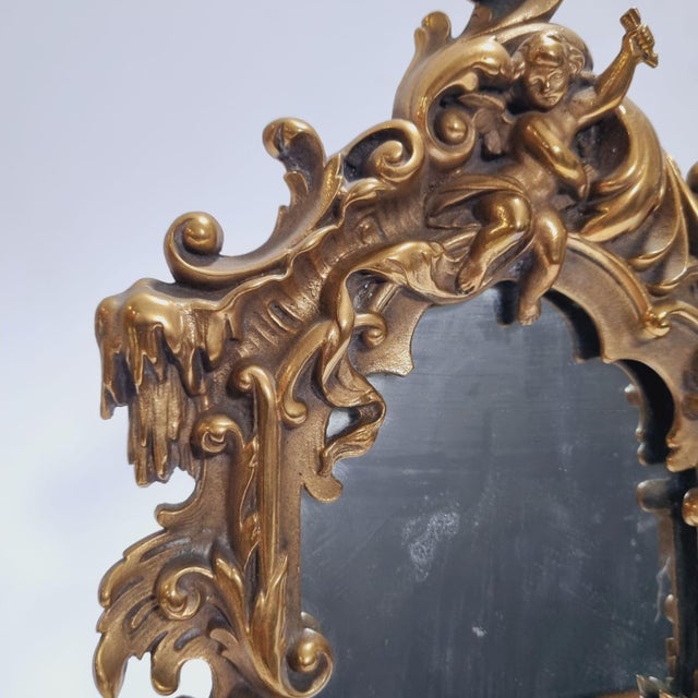 Antique Baroque Brass Table Mirror, 1890s For Sale - Image 11 of 16