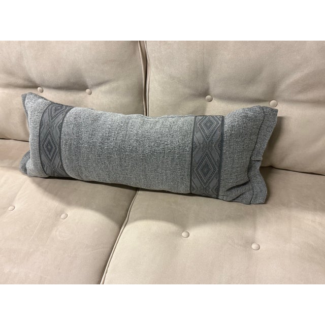 Gray Textured Gray Bolster Pillow For Sale - Image 8 of 12