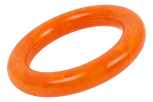 Bakelite Bracelet Bangle Tangerine Orange Marble, with Tube Shape