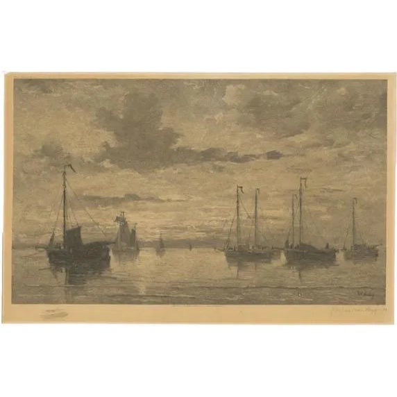 After Mesdag, Ships, 1900s, Paper For Sale