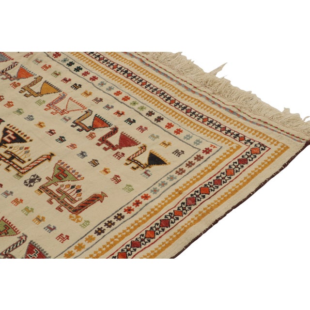 Rug & Kilim Antique Verneh Persian Kilim in Beige, Orange and Gold Geometric Patterns For Sale - Image 4 of 7