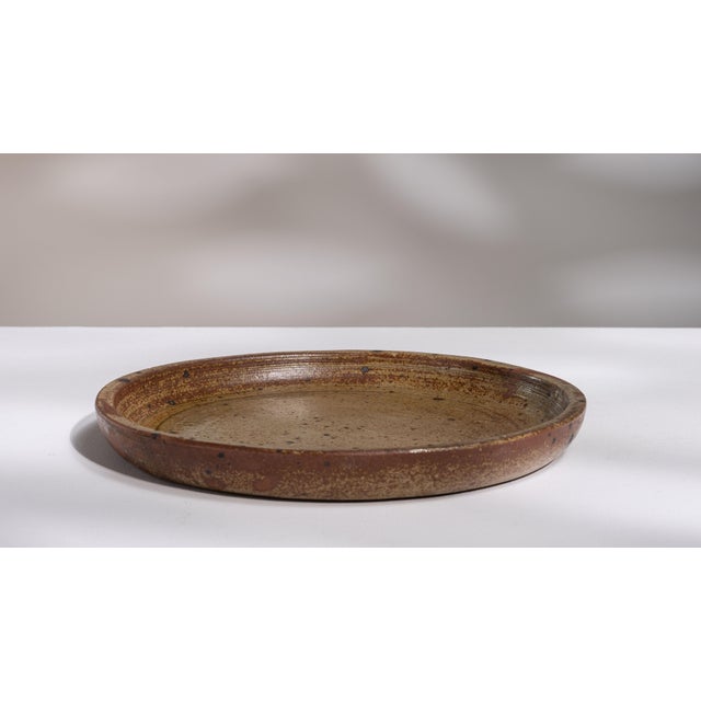 1970s Belgium Tan Ceramic Platter For Sale - Image 10 of 15