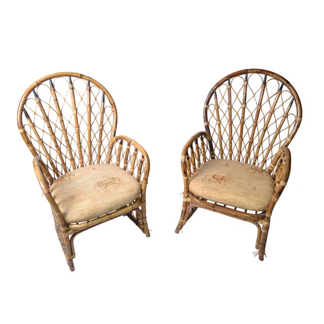 Rattan & Bamboo Dining Chairs - a Pair | Chairish