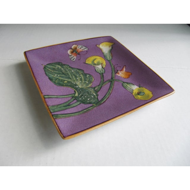 Chinoiserie Vintage Chinoiserie Catchall With Lillies and Butterflies For Sale - Image 3 of 5