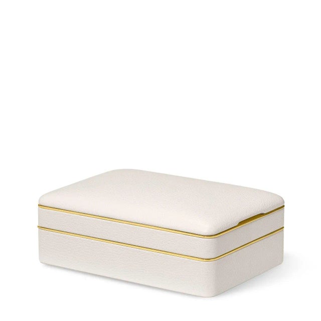 Contemporary AERIN Piero Leather Small Stacked Jewelry Box For Sale - Image 3 of 3