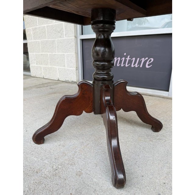 Antique Mahogany Drop Leaf Table With Pedestal Base For Sale - Image 11 of 14