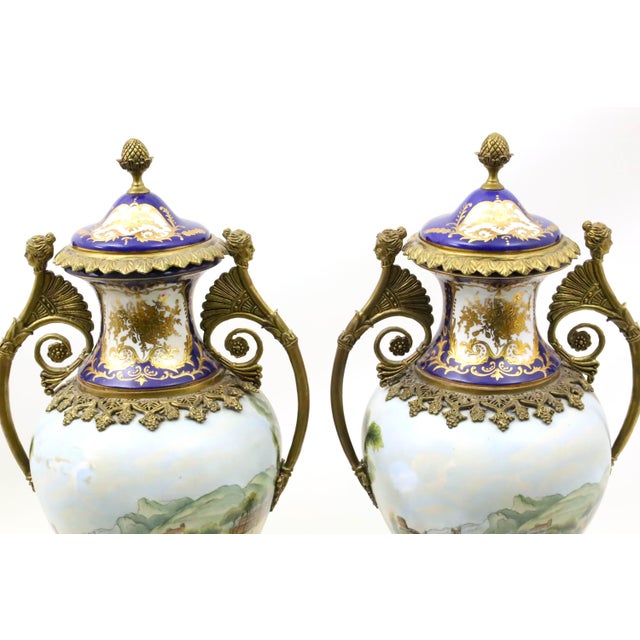 Navy Blue French Sèvres Porcelain Bronze Mounted Cobalt & Raised Gilt Gold Covered Urn For Sale - Image 8 of 12