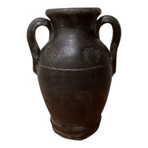 French Terracotta Provincial Double Handle Amphora Vessel /Olive Jar, 19th Century