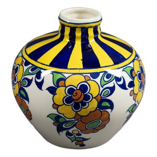 Art Deco Spinning Top Vase in Polychrome Glazed Earthenware by Charles Catteau for Boch Frères Kéramis, 1920s For Sale