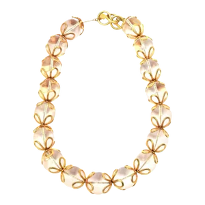 Vintage 1980's Anne Klein Lucite and Ball Gold Filled Loop Necklace