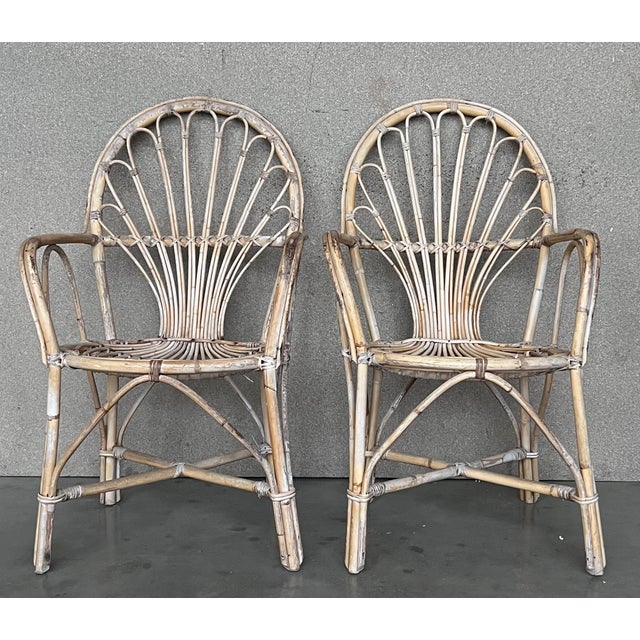 1960s pair of Spanish bamboo armchairs with Ovaled back rest Restored. Details Dimensions Height: 38.39 in (97.5 cm)...