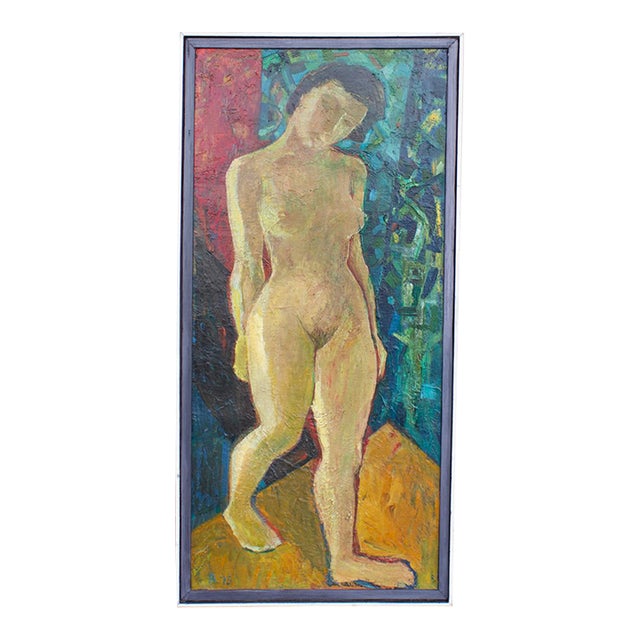 1975 Oil on Canvas Painting of a Nude Female Figure For Sale