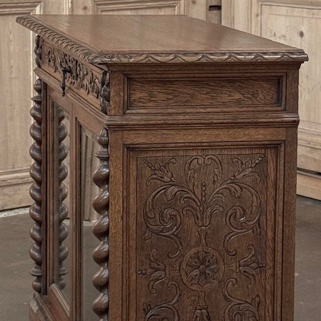 19th Century French Renaissance Revival Oak Vitrine ~ Credenza For Sale - Image 13 of 18