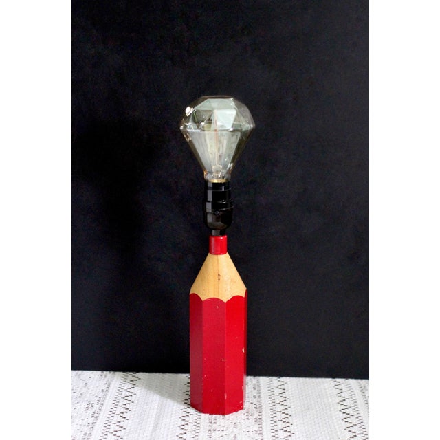 1970s Pop Art Large Red Pencil Lamp For Sale - Image 10 of 10
