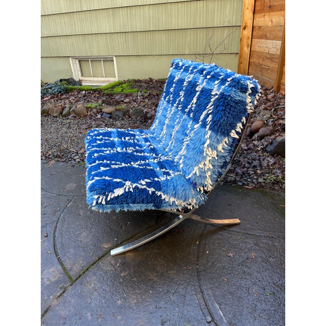 Textile Barcelona Style Lounge Chair For Sale - Image 7 of 8
