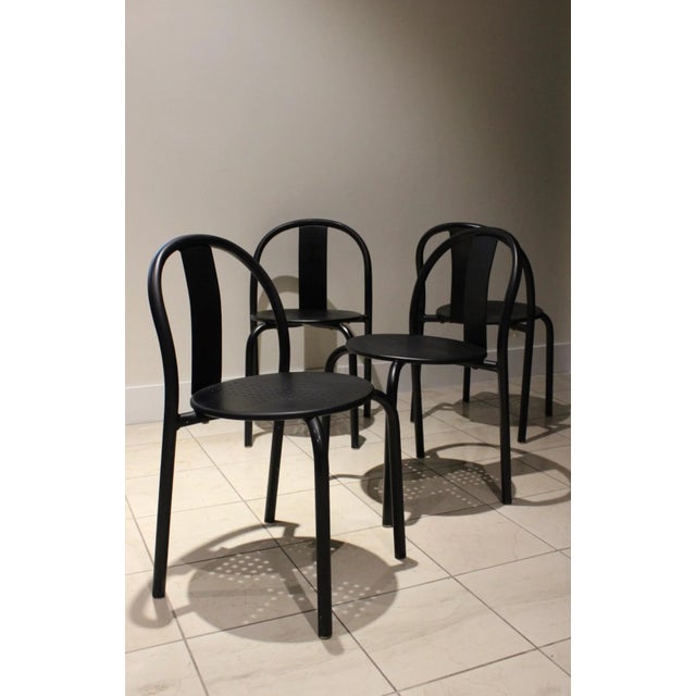 Black Vintage IKEA Maxmo Dining Chairs | Set of 4 Italian Modern Black Metal Chairs For Sale - Image 4 of 8