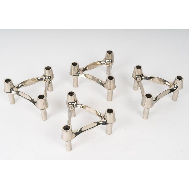 Silver 20th Century Nestable and Convertible Candlesticks in Chrome-Plated Metal For Sale - Image 8 of 9