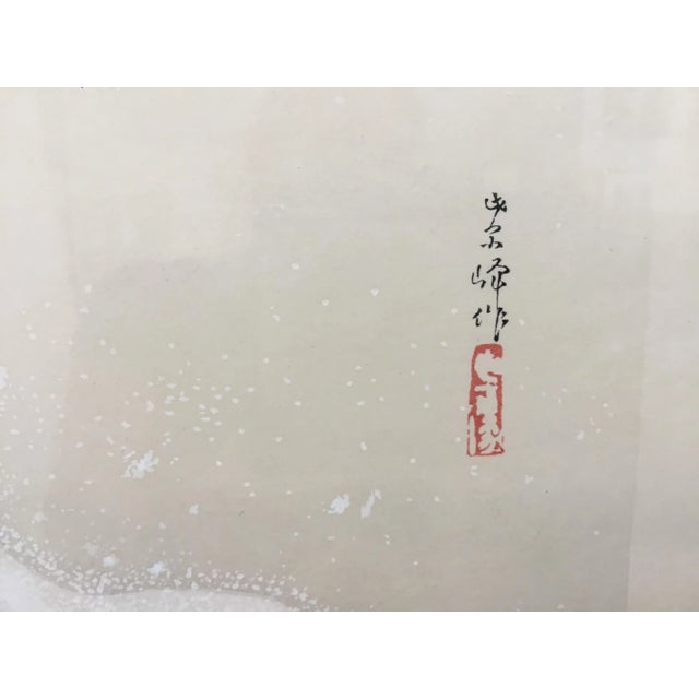 Paper “Show -Covered Camellias and Two Marsh Tits” Vintage Woodblock Print by Shiho (Sakakibara) For Sale - Image 7 of 13