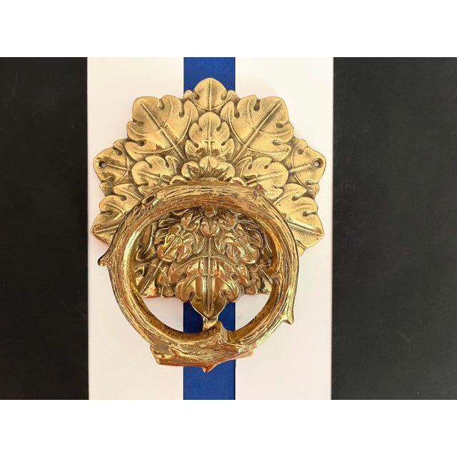 Mid Century Brass Faux Bois Wreath Door Knocker For Sale - Image 6 of 18