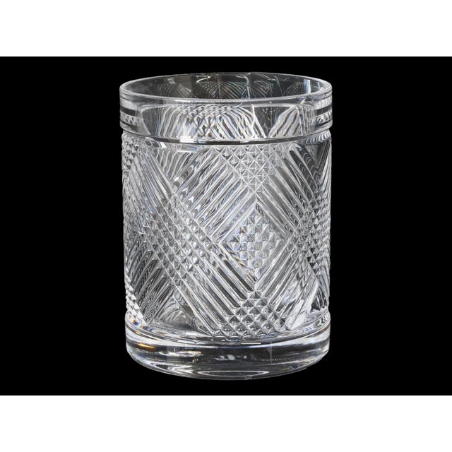 Ralph Lauren Argyle pattern double old fashioned glasses featuring deeply cut crystal with a bold diamond and cross...