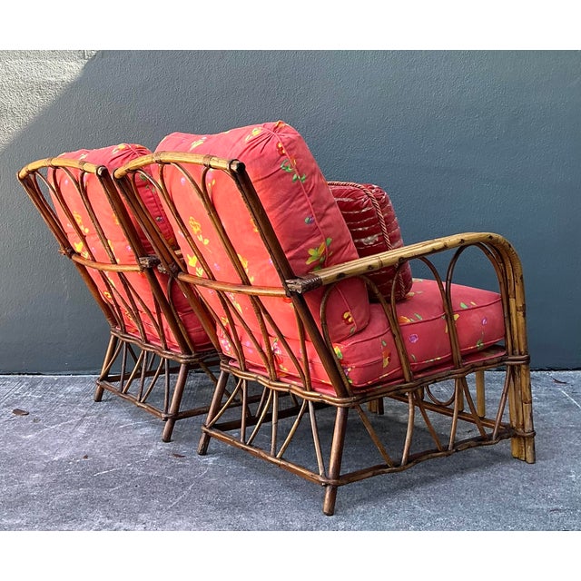 Tan Vintage Italian Bent Rattan Lounge Chairs - A Pair For Sale - Image 8 of 12