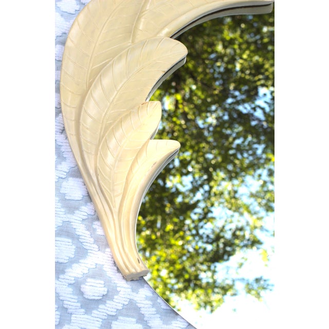 Wood 1980s Large Palm Frond Circle Mirror For Sale - Image 7 of 11