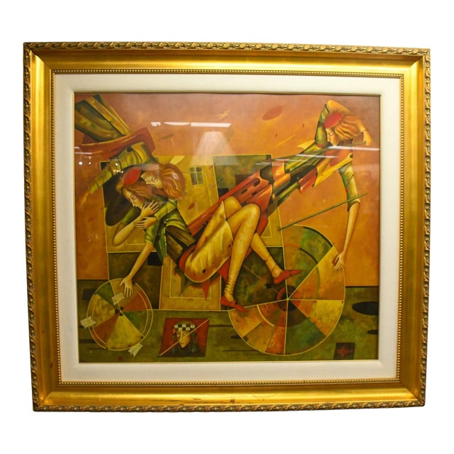 Late 20th Century Signed Surrealist Print Untitled Limited-Edition 37/300, Framed For Sale