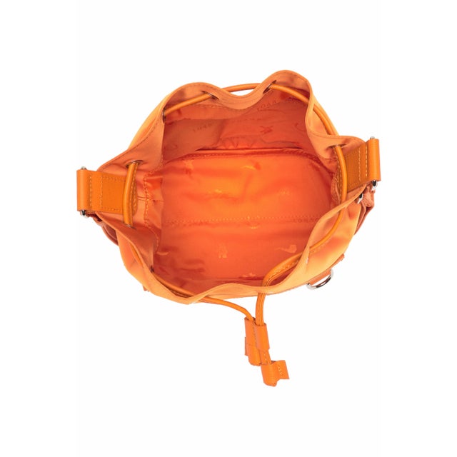 Longchamp Le Pliage Neoprene Crossbody Bucket Bag in Citrus Hermes Orange For Sale - Image 9 of 11