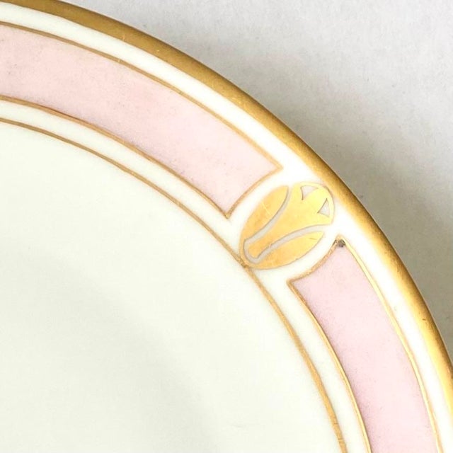 Stylish Thomas Bavaria Hand-Painted Pink and Gold Porcelain Plate For Sale In New York - Image 6 of 8