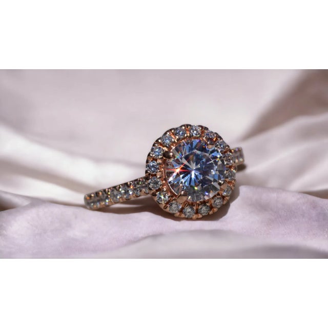The Argyle: Rose Gold Halo Engagement Ring For Sale - Image 4 of 12