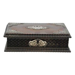 Wooden Jewelry Box with Silver Applications For Sale