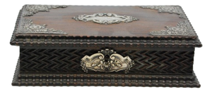Wooden Jewelry Box with Silver Applications