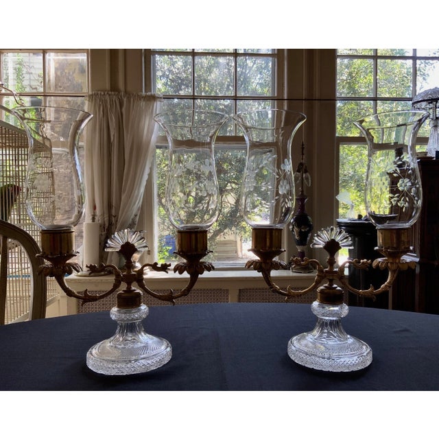 Pair of Restauration Bronze Ormolu & Cut Glass Candelabra c.1825-1840 Paris France For Sale In New York - Image 6 of 12