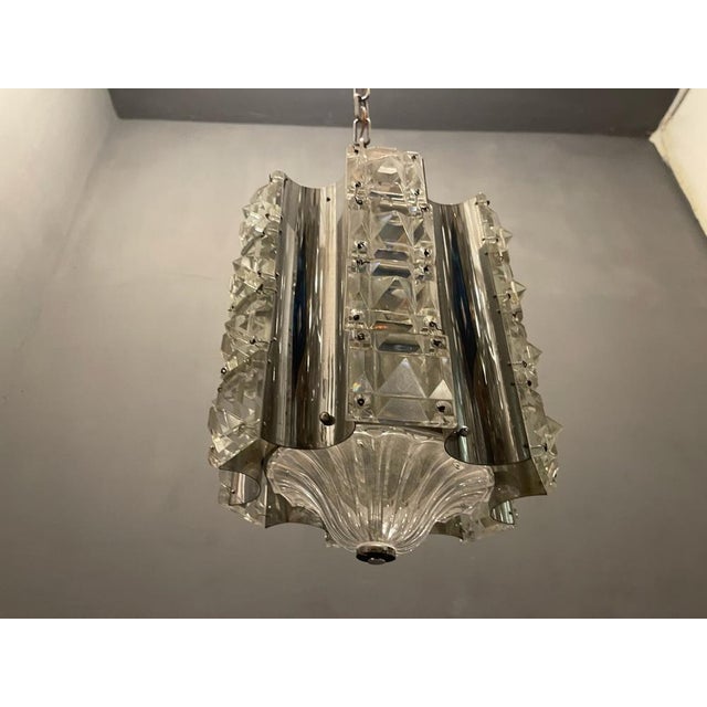 Cut Crystal & Chrome Pendant Light, 1970s For Sale - Image 13 of 14